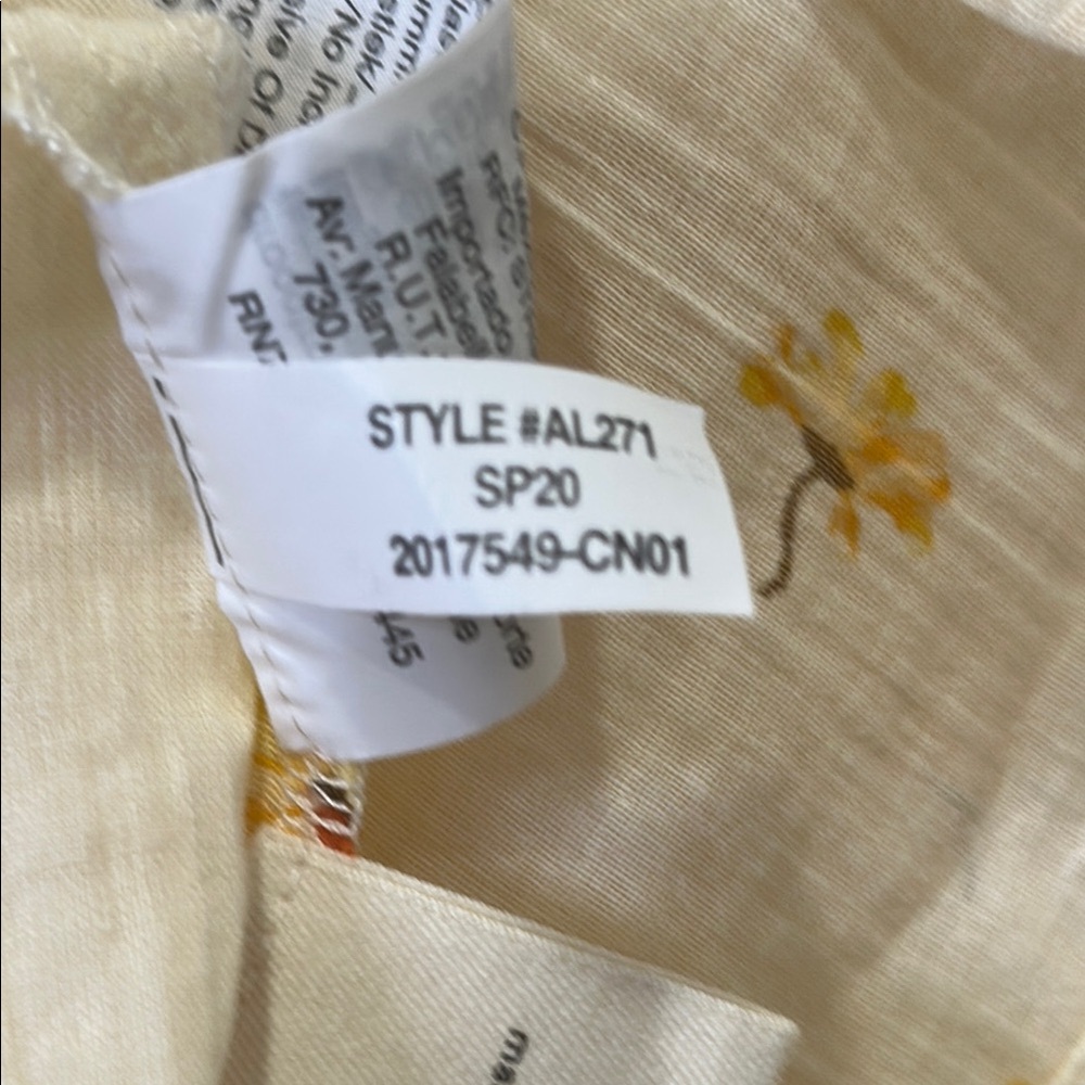 Madewell Cream Short Sleeve Floral Button Front Blouse - Picture 4 of 8